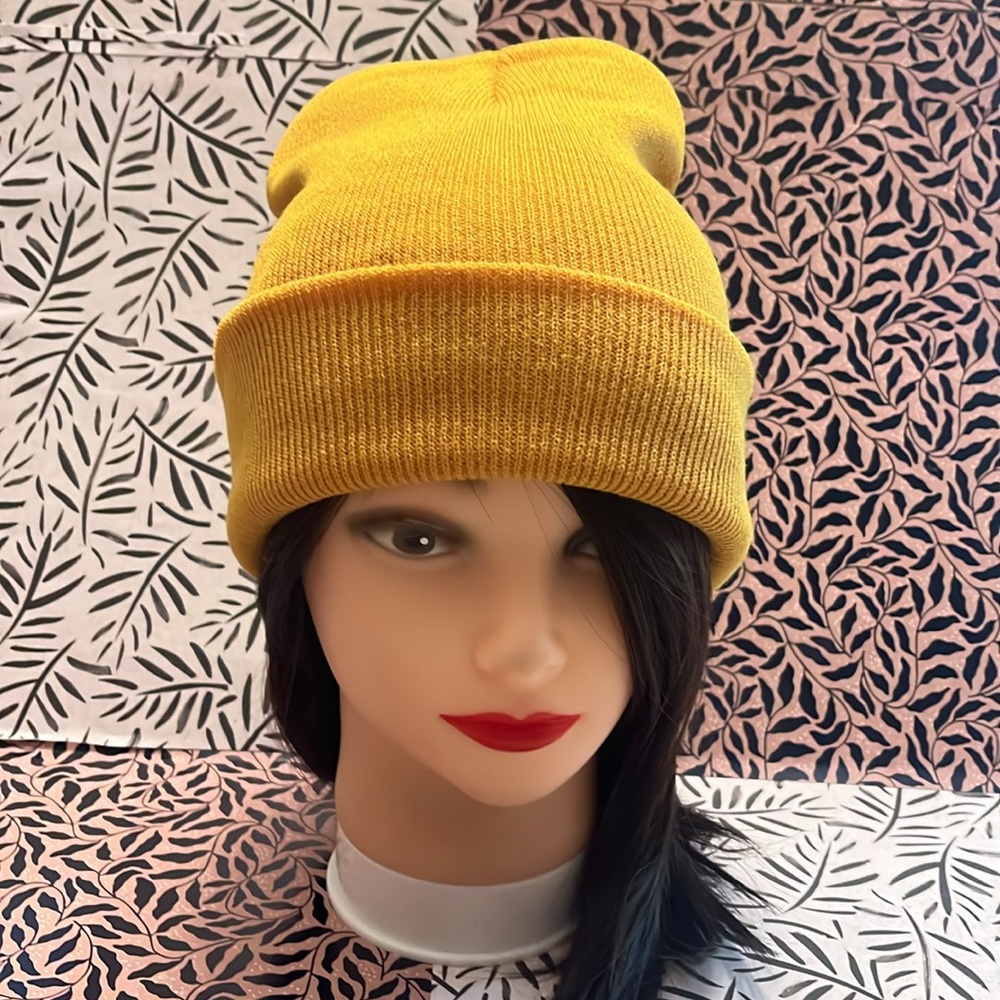 Mustard Yellow Knit Beanie NWT Adult Size